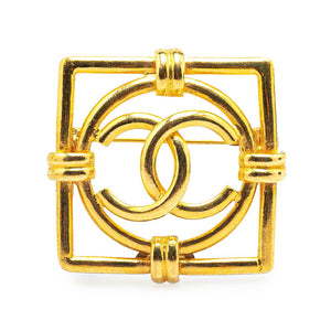 シャネル ココマーク スクエア サークル ブローチ ゴールド メッキ レディース CHANEL 【中古】