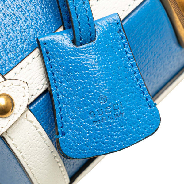 グッチ × アディダス adidas ゴルフボールケース ハンドバッグ ショルダーバッグ 2WAY 723801 ブルー ホワイト レザー レディース GUCCI 【中古】