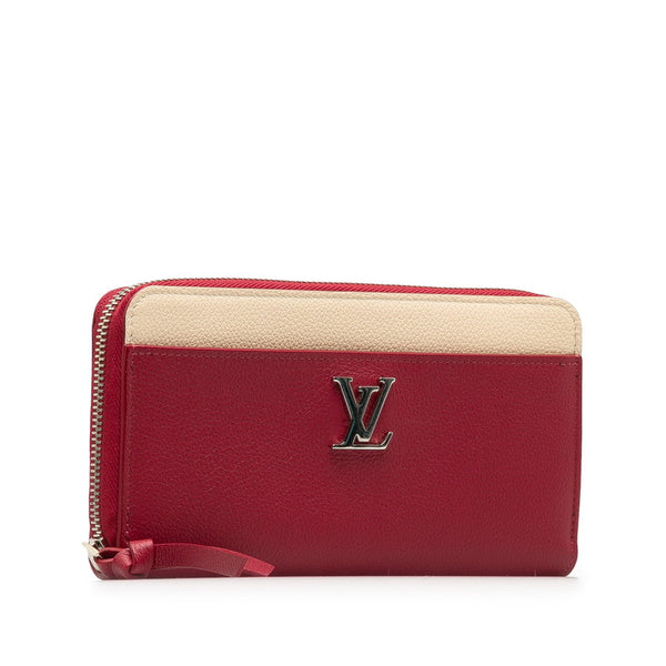 ルイ ヴィトン ジッピー ロックミー バイカラー ラウンドファスナー 長財布 M63816 レッド ベージュ カーフレザー レディース LOUIS VUITTON 【中古】