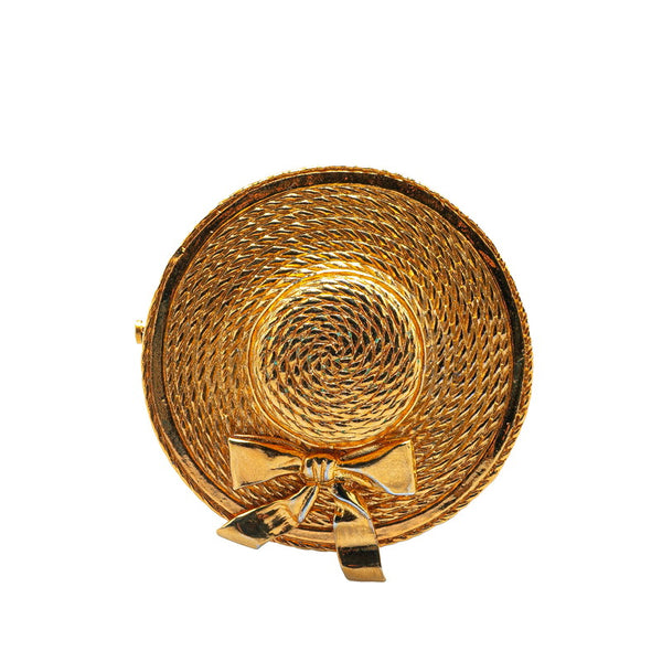シャネル 麦わら帽子 リボン ブローチ ゴールド メッキ レディース CHANEL 【中古】