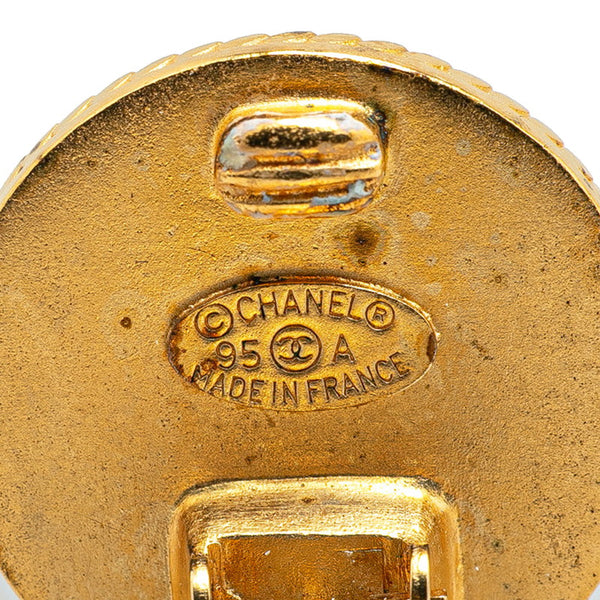 シャネル ヴィンテージ ココマーク ラウンド シェル イヤリング ゴールド ブラック メッキ レディース CHANEL 【中古】