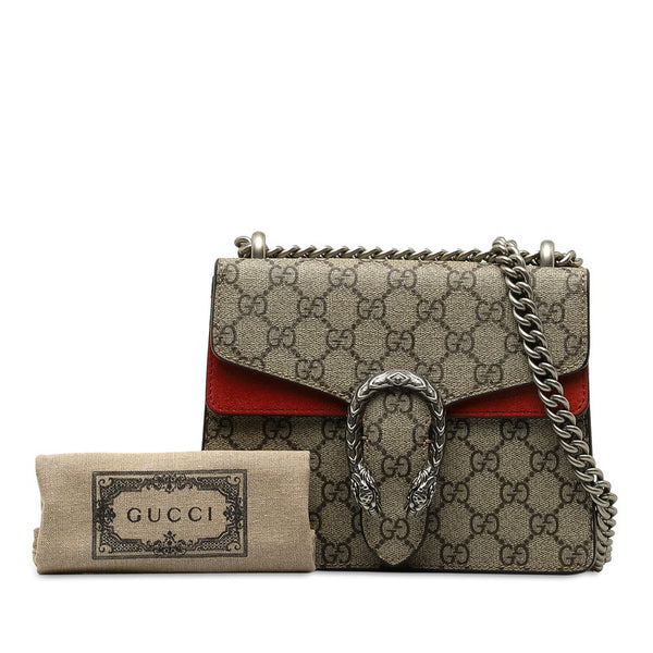 グッチ GGスプリーム デュオニュソス チェーン ショルダーバッグ 421970 ベージュ レッド PVC スウェード レディース GUCCI 【中古】