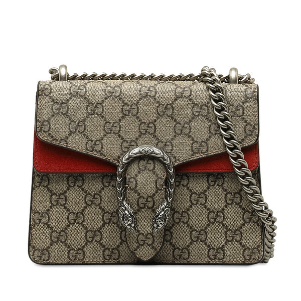 グッチ GGスプリーム デュオニュソス チェーン ショルダーバッグ 421970 ベージュ レッド PVC スウェード レディース GUCCI 【中古】
