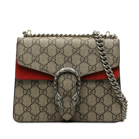 グッチ GGスプリーム デュオニュソス チェーン ショルダーバッグ 421970 ベージュ レッド PVC スウェード レディース GUCCI 【中古】