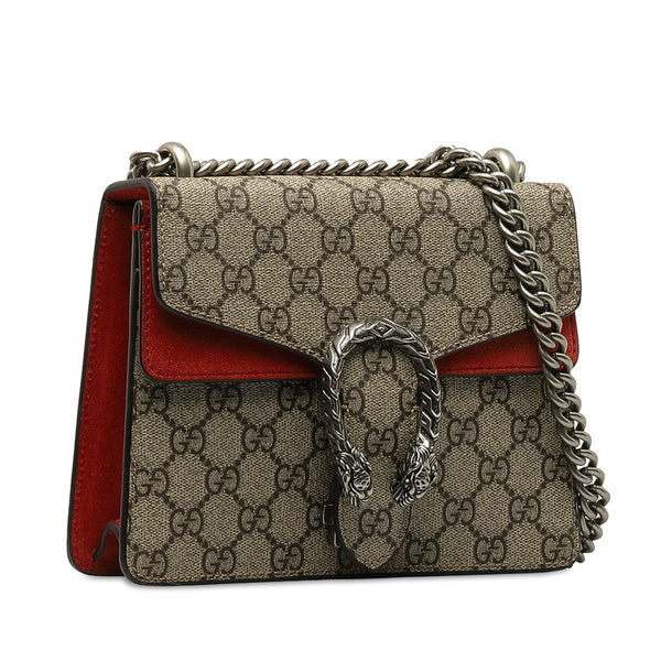グッチ GGスプリーム デュオニュソス チェーン ショルダーバッグ 421970 ベージュ レッド PVC スウェード レディース GUCCI 【中古】