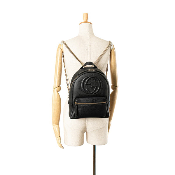 グッチ インターロッキングG ソーホー リュック バックパック 536192 ブラック レザー レディース GUCCI 【中古】