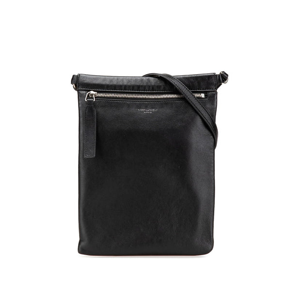 サンローラン ロゴ ショルダーバッグ 581697 ブラック レザー レディース SAINT LAURENT 【中古】