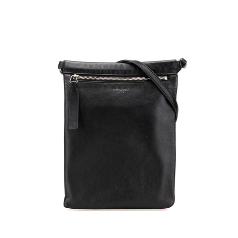 サンローラン ロゴ ショルダーバッグ 581697 ブラック レザー レディース SAINT LAURENT 【中古】