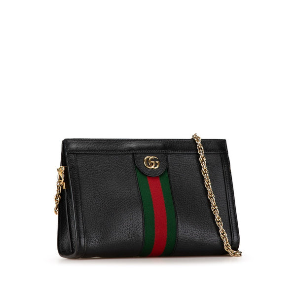 グッチ オフィディア シェリーライン チェーン 斜め掛け ショルダーバッグ 503877 ブラック レザー レディース GUCCI 【中古】