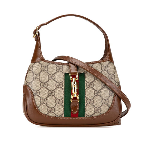 グッチ オフィディア GGスプリーム ジャッキー 1961 ハンドバッグ ショルダーバッグ 2WAY 637092 ベージュ ブラウン PVC レザー レディース GUCCI 【中古】