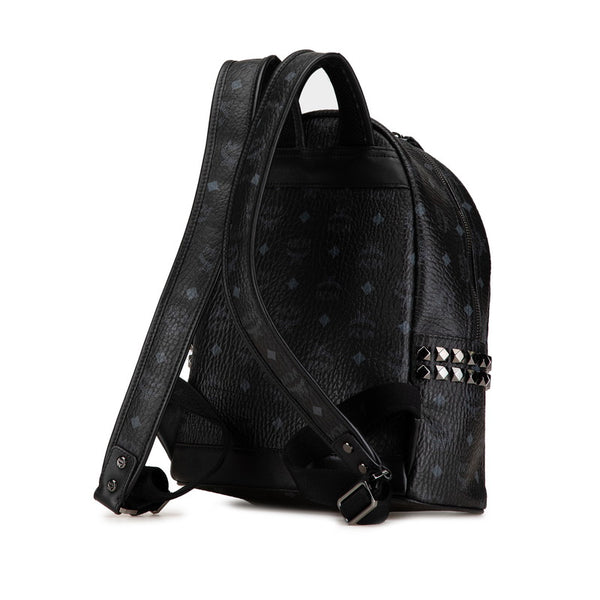エム シー エム ヴィセトス ロゴグラム スタッズ リュック バックパック ブラック レザー レディース MCM 【中古】