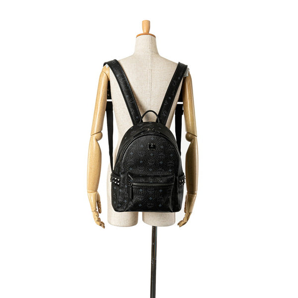 エム シー エム ヴィセトス ロゴグラム スタッズ リュック バックパック ブラック レザー レディース MCM 【中古】