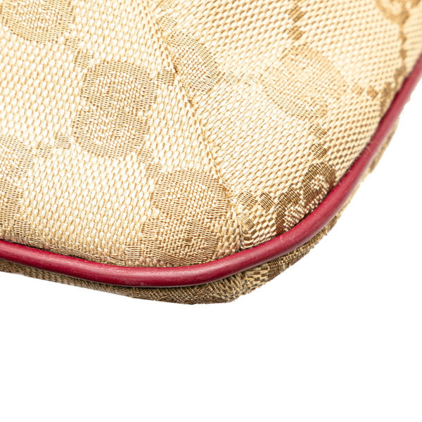 グッチ GGキャンバス シェリーライン 斜め掛け ショルダーバッグ 189749 ベージュ レッド キャンバス レザー レディース GUCCI 【中古】