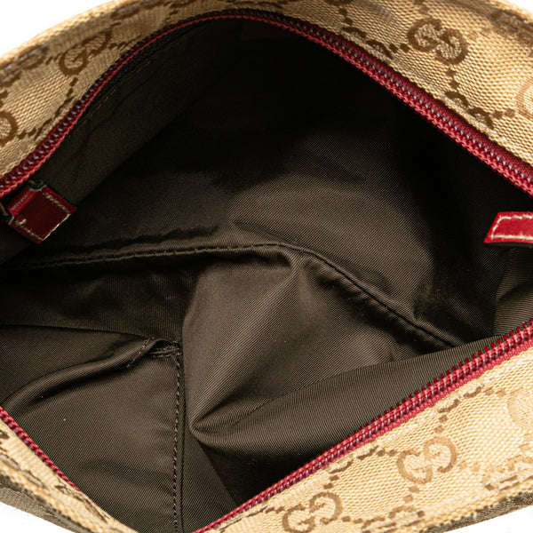 グッチ GGキャンバス シェリーライン 斜め掛け ショルダーバッグ 189749 ベージュ レッド キャンバス レザー レディース GUCCI 【中古】