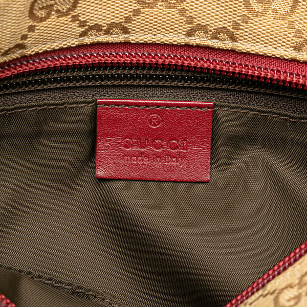 グッチ GGキャンバス シェリーライン 斜め掛け ショルダーバッグ 189749 ベージュ レッド キャンバス レザー レディース GUCCI 【中古】