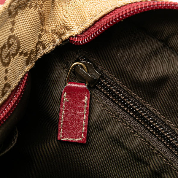 グッチ GGキャンバス シェリーライン 斜め掛け ショルダーバッグ 189749 ベージュ レッド キャンバス レザー レディース GUCCI 【中古】