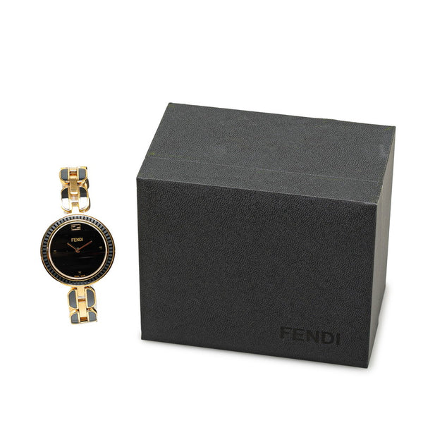 フェンディ マイウェイ 腕時計 35000M クオーツ ブラック文字盤 ステンレススチール レディース FENDI 【中古】