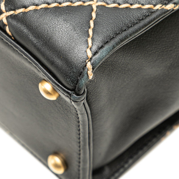 シャネル ココマーク ワイルドステッチ ハンドバッグ ブラック ラムスキン レディース CHANEL 【中古】