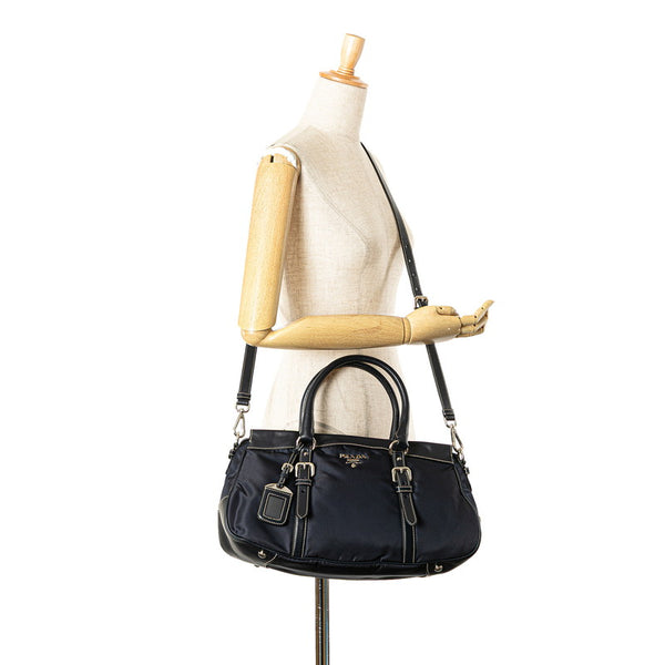プラダ ハンドバッグ ショルダーバッグ 2WAY ネイビー ナイロン レザー レディース PRADA 【中古】