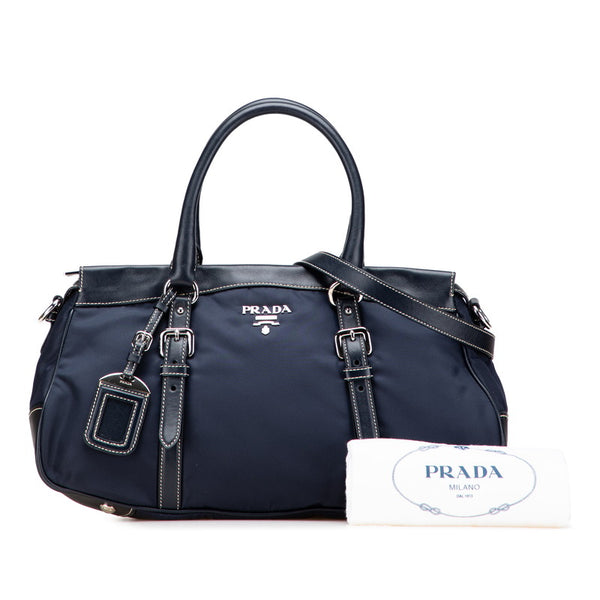 プラダ ハンドバッグ ショルダーバッグ 2WAY ネイビー ナイロン レザー レディース PRADA 【中古】