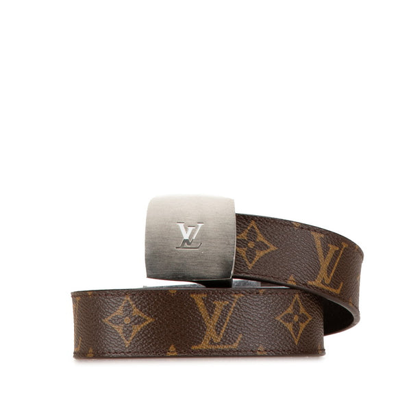 ルイ ヴィトン モノグラム サンチュール LVカット ベルト 95/38 M6888U ブラウン シルバー PVC メンズ LOUIS VUITTON 【中古】