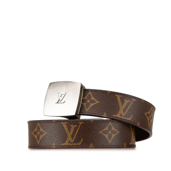 ルイ ヴィトン モノグラム サンチュール LVカット ベルト 95/38 M6888U ブラウン シルバー PVC メンズ LOUIS VUITTON 【中古】