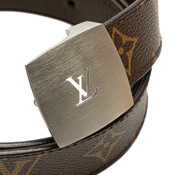ルイ ヴィトン モノグラム サンチュール LVカット ベルト 95/38 M6888U ブラウン シルバー PVC メンズ LOUIS VUITTON 【中古】