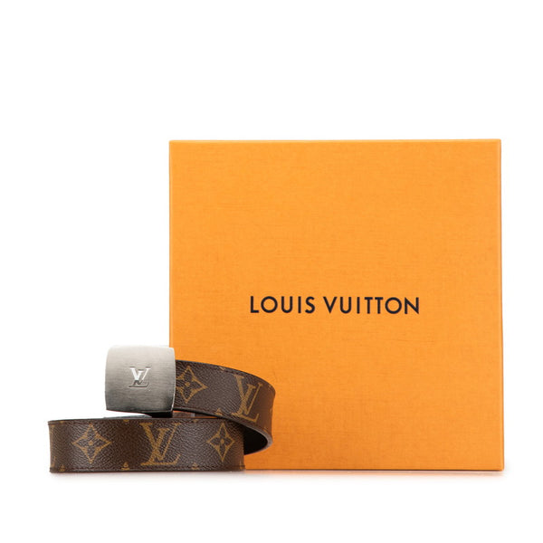ルイ ヴィトン モノグラム サンチュール LVカット ベルト 95/38 M6888U ブラウン シルバー PVC メンズ LOUIS VUITTON 【中古】
