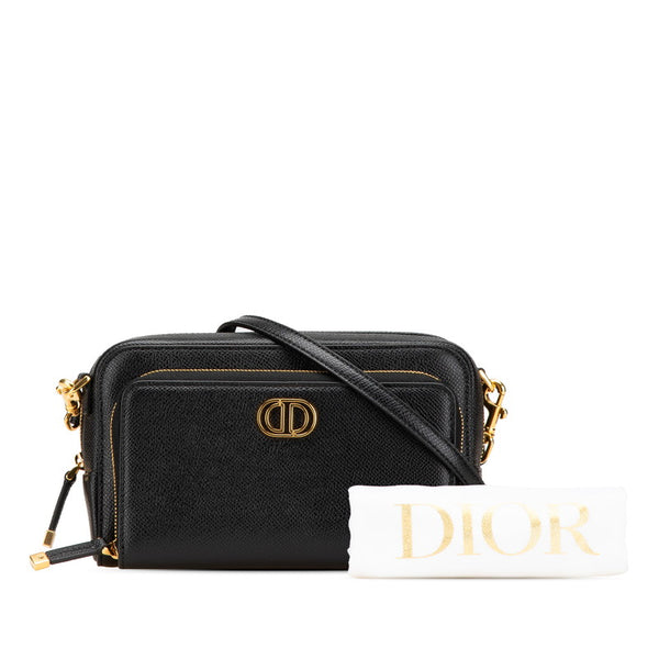 ディオール カロ ダブルポーチ ショルダーバッグ ブラック レザー レディース Dior 【中古】