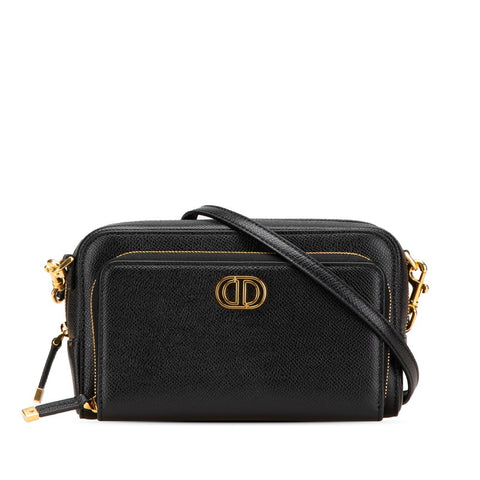 ディオール カロ ダブルポーチ ショルダーバッグ ブラック レザー レディース Dior 【中古】