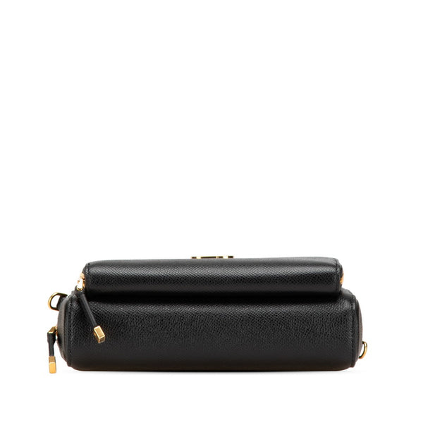 ディオール カロ ダブルポーチ ショルダーバッグ ブラック レザー レディース Dior 【中古】