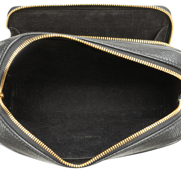 ディオール カロ ダブルポーチ ショルダーバッグ ブラック レザー レディース Dior 【中古】