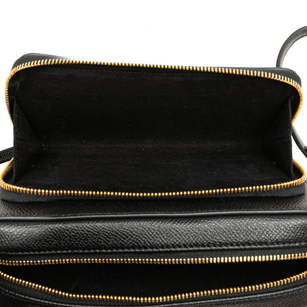 ディオール カロ ダブルポーチ ショルダーバッグ ブラック レザー レディース Dior 【中古】