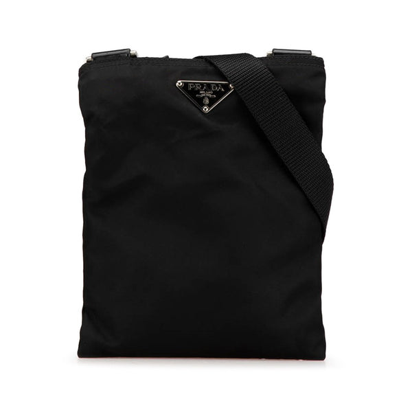 プラダ 三角ロゴプレート 斜め掛け ショルダーバッグ ブラック ナイロン レディース PRADA 【中古】