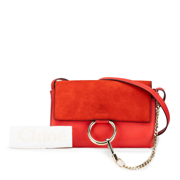 クロエ 斜め掛け ショルダーバッグ レッド レザー スウェード レディース Chloe 【中古】