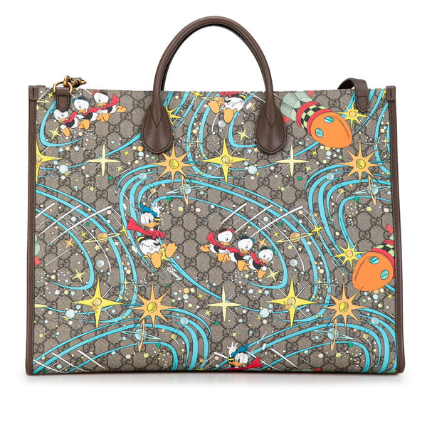 グッチ ×ディズニー GGスプリーム ドナルドダック トートバッグ ショルダーバッグ 2WAY 650037 ブラウン マルチカラー PVC レザー レディース GUCCI 【中古】