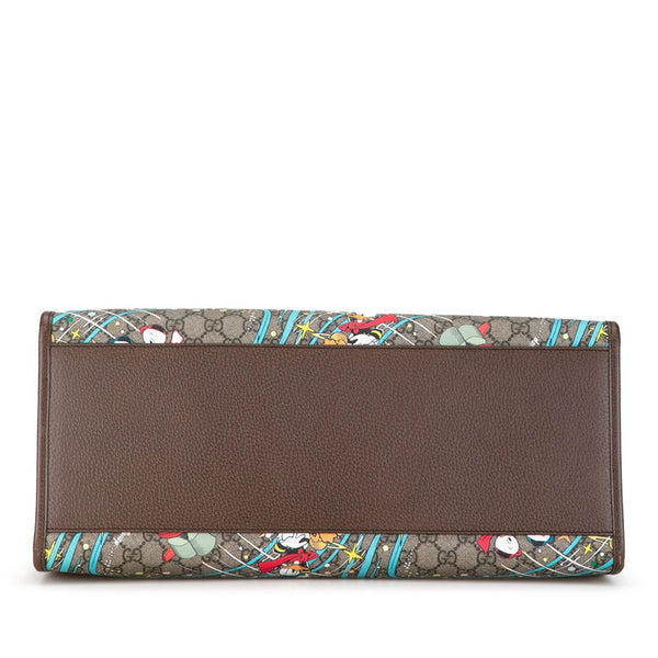 グッチ ×ディズニー GGスプリーム ドナルドダック トートバッグ ショルダーバッグ 2WAY 650037 ブラウン マルチカラー PVC レザー レディース GUCCI 【中古】