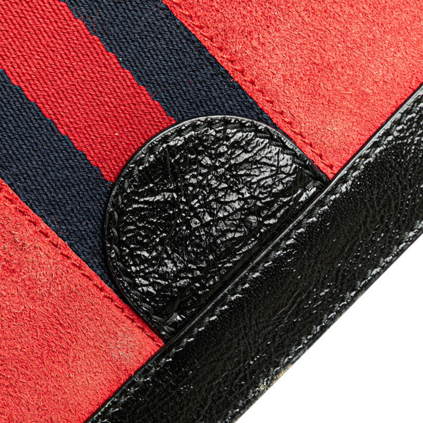 グッチ オフィディア シェリーライン チェーン 斜め掛け ショルダーバッグ 503877 レッド ブラック スウェード レザー レディース GUCCI 【中古】