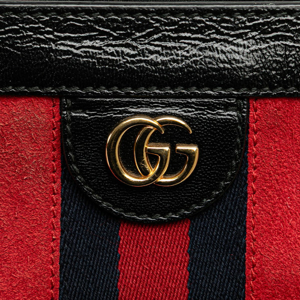 グッチ オフィディア シェリーライン チェーン 斜め掛け ショルダーバッグ 503877 レッド ブラック スウェード レザー レディース GUCCI 【中古】