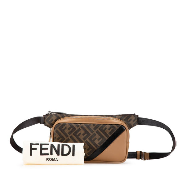 フェンディ ズッカ ボディバッグ ウエストバッグ 7VA605 ブラウン PVC レザー レディース FENDI 【中古】