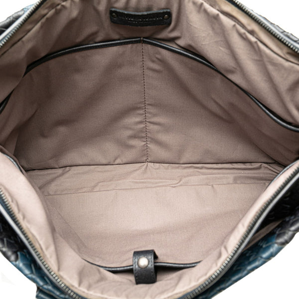 ボッテガヴェネタ イントレチャート ビジネスバッグ ショルダーバッグ 2WAY ブラック ネイビー レザー レディース BOTTEGAVENETA 【中古】