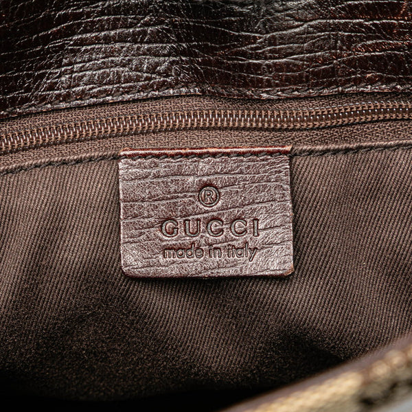 グッチ GGキャンバス トートバッグ ハンドバッグ 107757 ベージュ ブラウン キャンバス レザー レディース GUCCI 【中古】