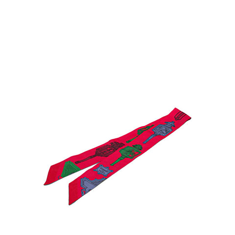 エルメス ツイリー MERVEILLEUSES LANTERNES メルヴェイユーズ ランタン 街灯 スカーフ レッド マルチカラー シルク レディース HERMES 【中古】