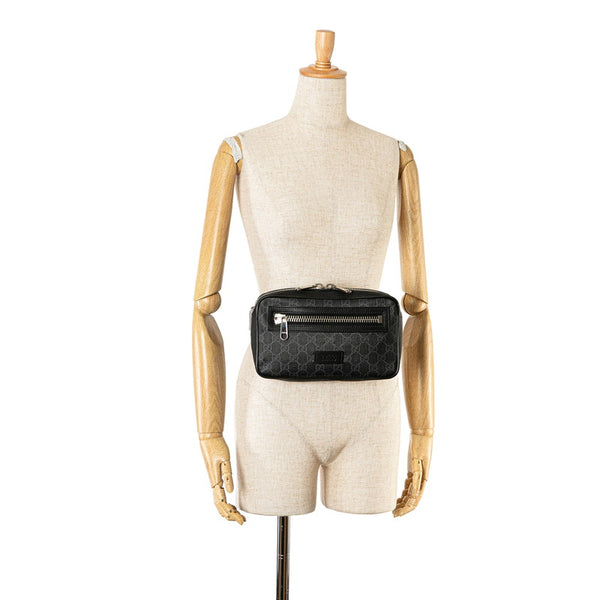 グッチ GGスプリーム ボディバッグ ウエストバッグ 474293 ブラック PVC レザー レディース GUCCI 【中古】