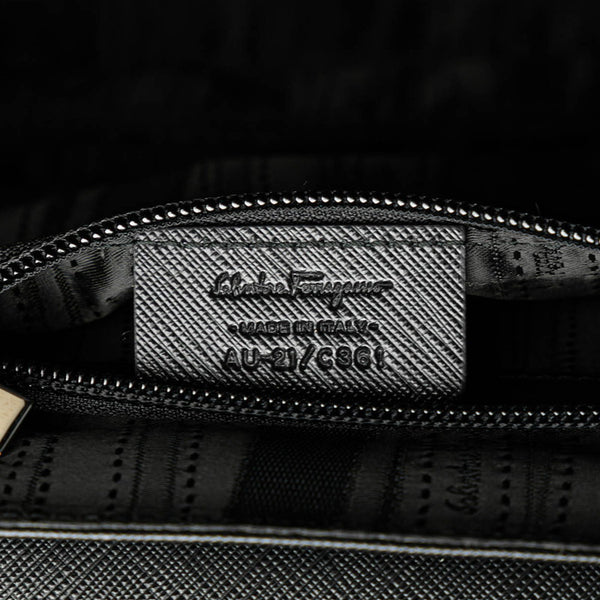 サルヴァトーレフェラガモ ガンチーニ ハンドバッグ ショルダーバッグ 2WAY ブラック シルバー レザー レディース Salvatore Ferragamo 【中古】