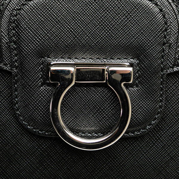 サルヴァトーレフェラガモ ガンチーニ ハンドバッグ ショルダーバッグ 2WAY ブラック シルバー レザー レディース Salvatore Ferragamo 【中古】