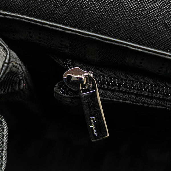 サルヴァトーレフェラガモ ガンチーニ ハンドバッグ ショルダーバッグ 2WAY ブラック シルバー レザー レディース Salvatore Ferragamo 【中古】