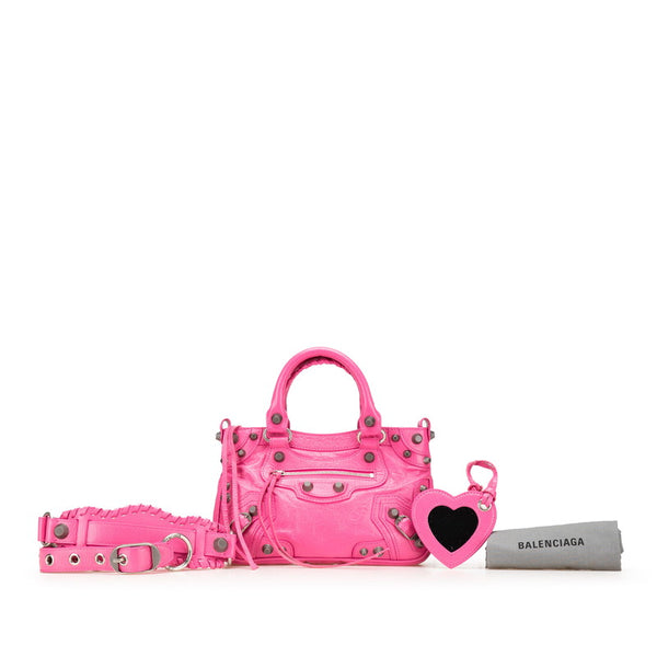 バレンシアガ ネオ カゴール スモール ハンドバッグ ショルダーバッグ 2WAY 751523 ピンク レザー レディース BALENCIAGA 【中古】