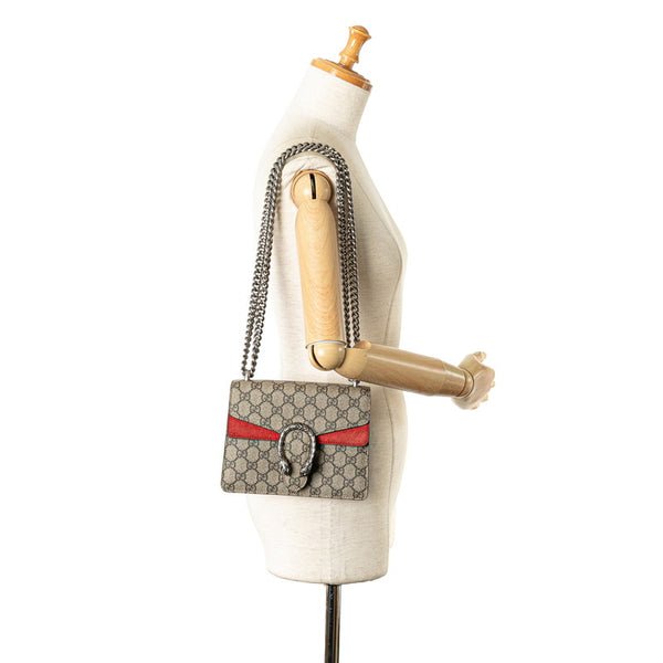 グッチ GGスプリーム ディオニュソス チェーン ショルダーバッグ  421970 ベージュ レッド PVC スウェード レディース GUCCI 【中古】