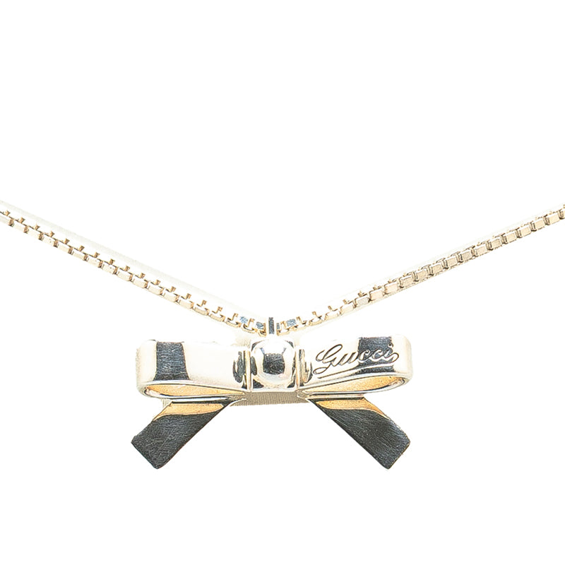 グッチ リボンモチーフ ネックレス SV925 シルバー レディース GUCCI 【中古】